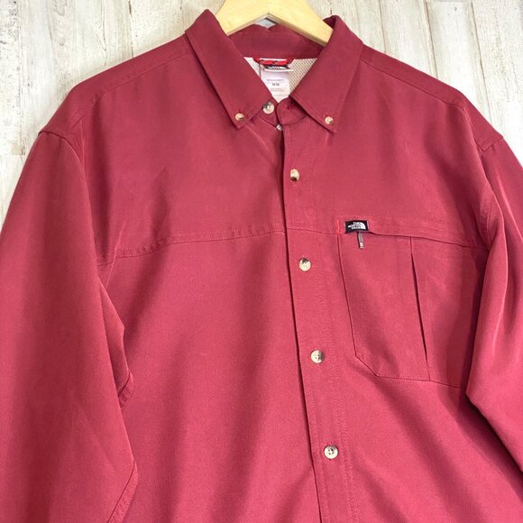 The North Face Red Syncline Long-Sleeve Collared Button-Up Shirt Outdoor Size M - Picture 2 of 9